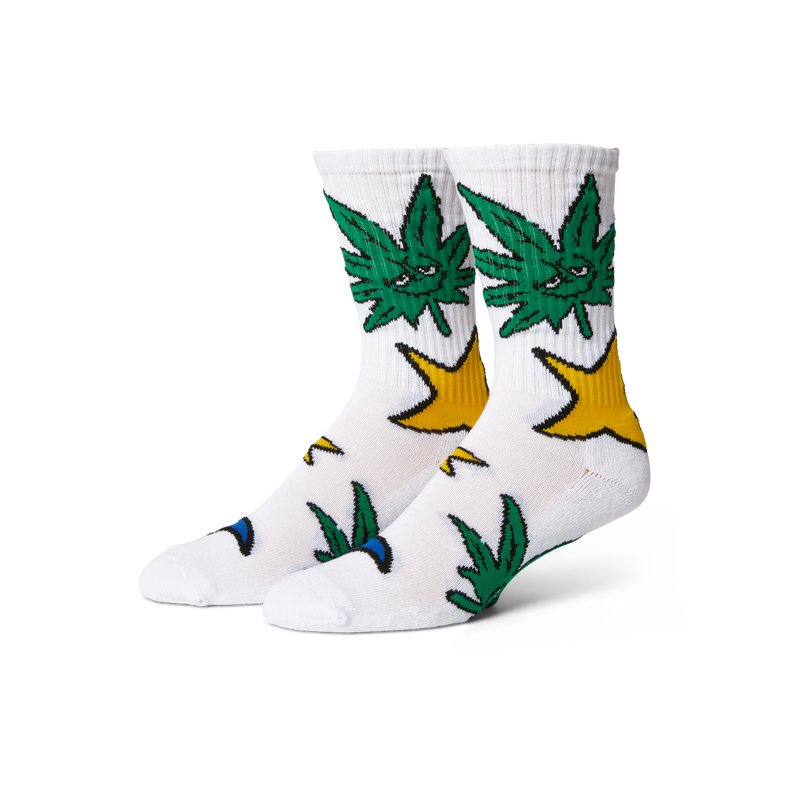Huf Green Buddy Star Sign Sock White