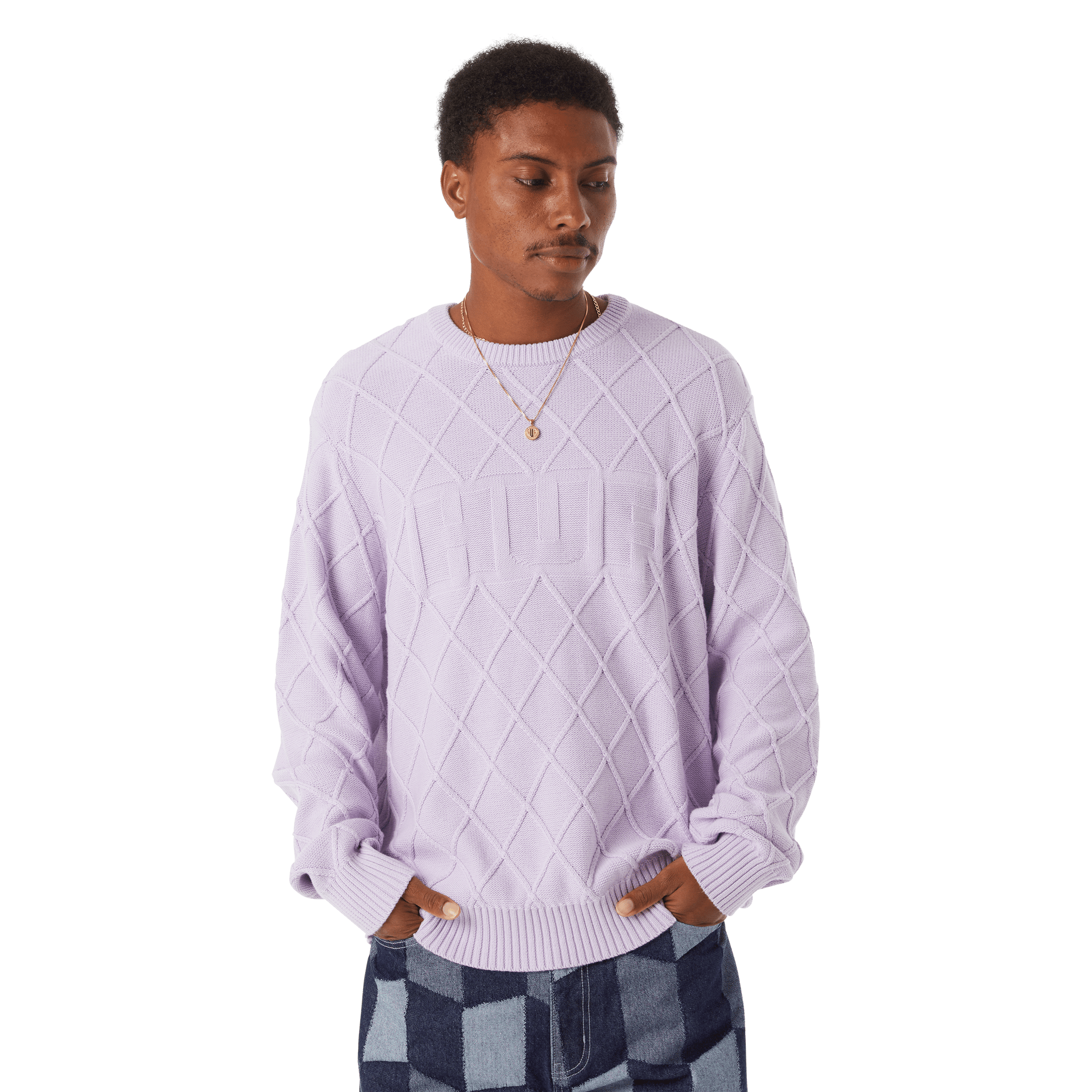 Huf Grid Crewneck Sweater Dust Purple