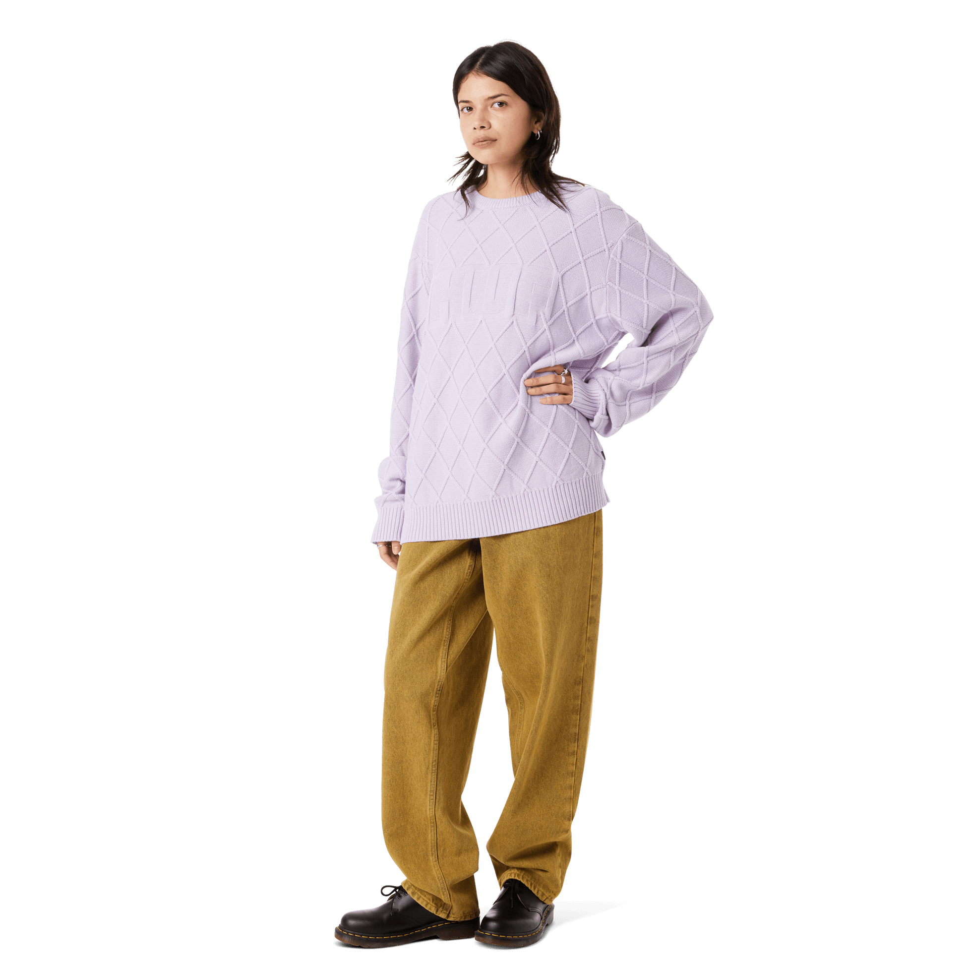 Huf Grid Crewneck Sweater Dust Purple