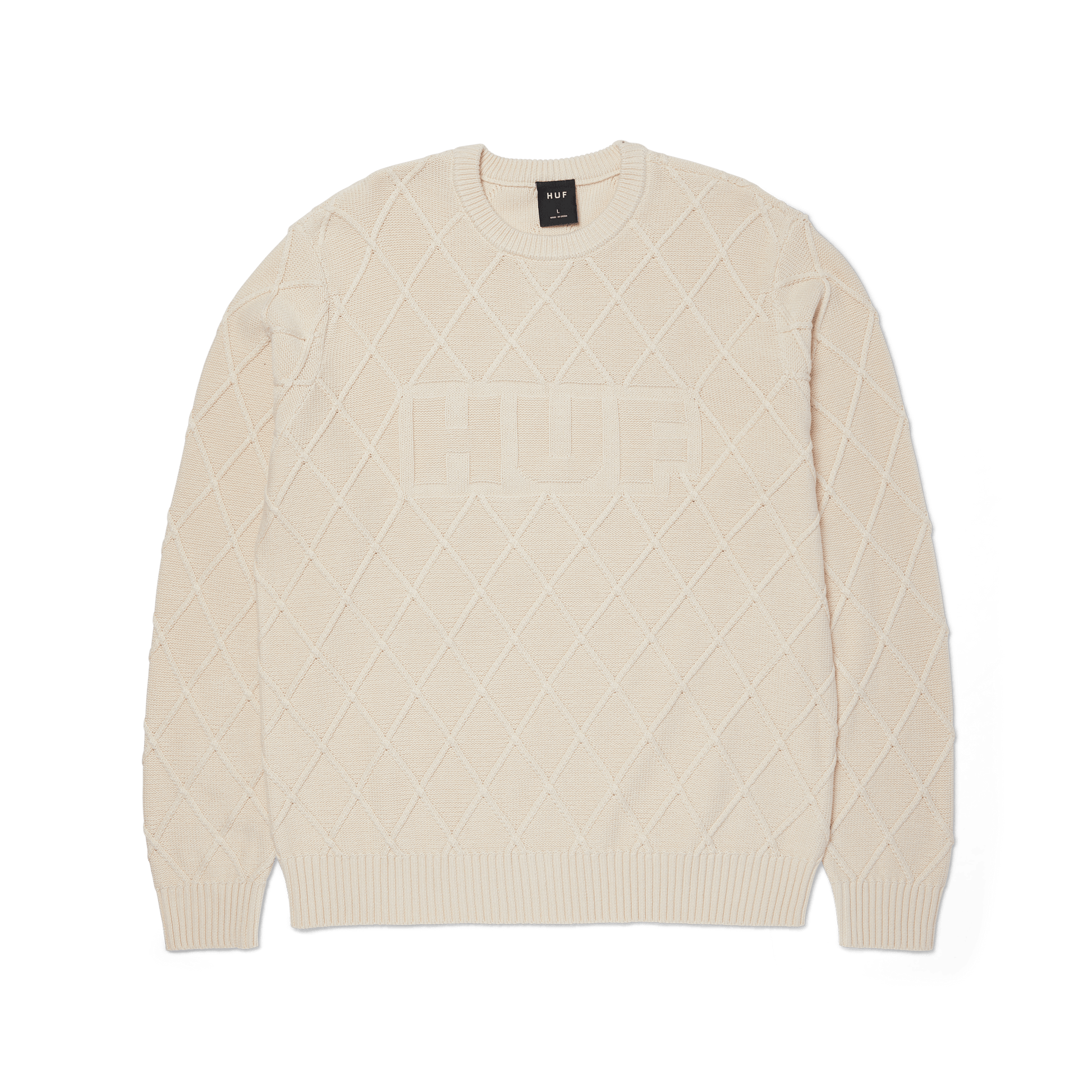 Huf Grid Crewneck Sweater Natural
