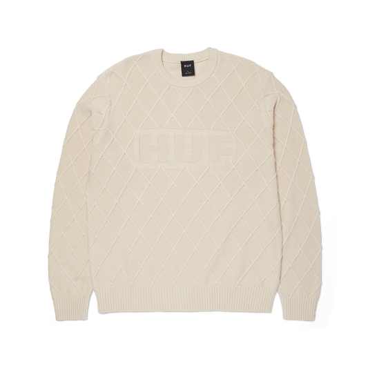 Huf Grid Crewneck Sweater Natural