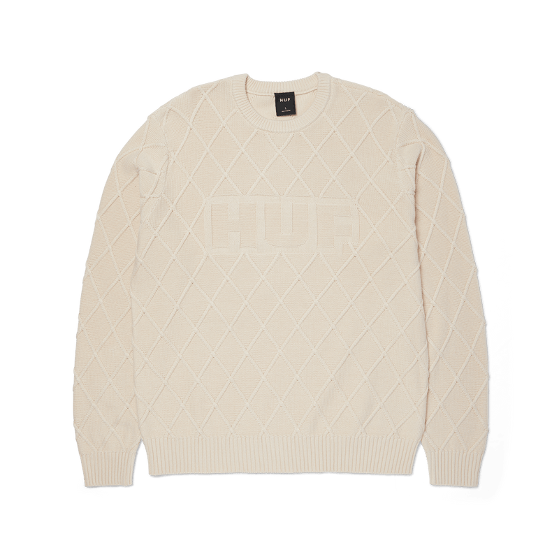 Huf Grid Crewneck Sweater Natural