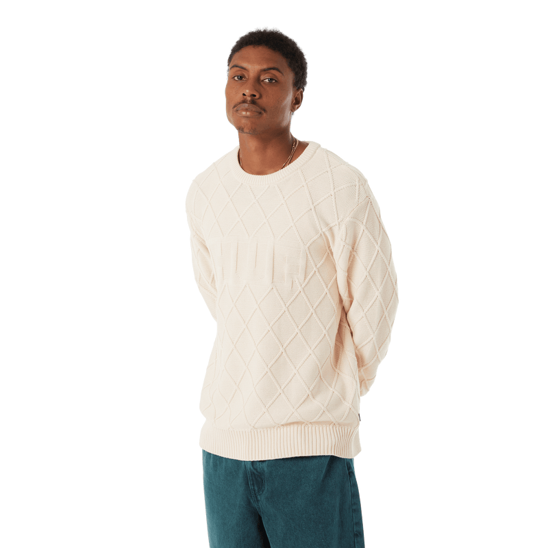 Huf Grid Crewneck Sweater Natural