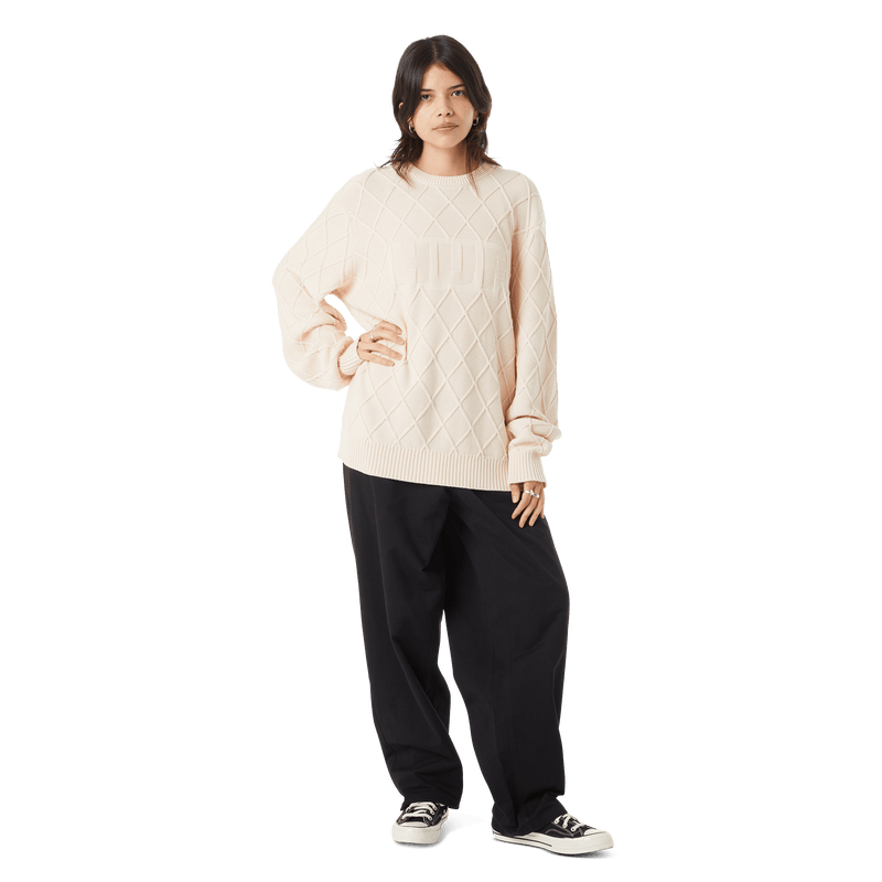 Huf Grid Crewneck Sweater Natural