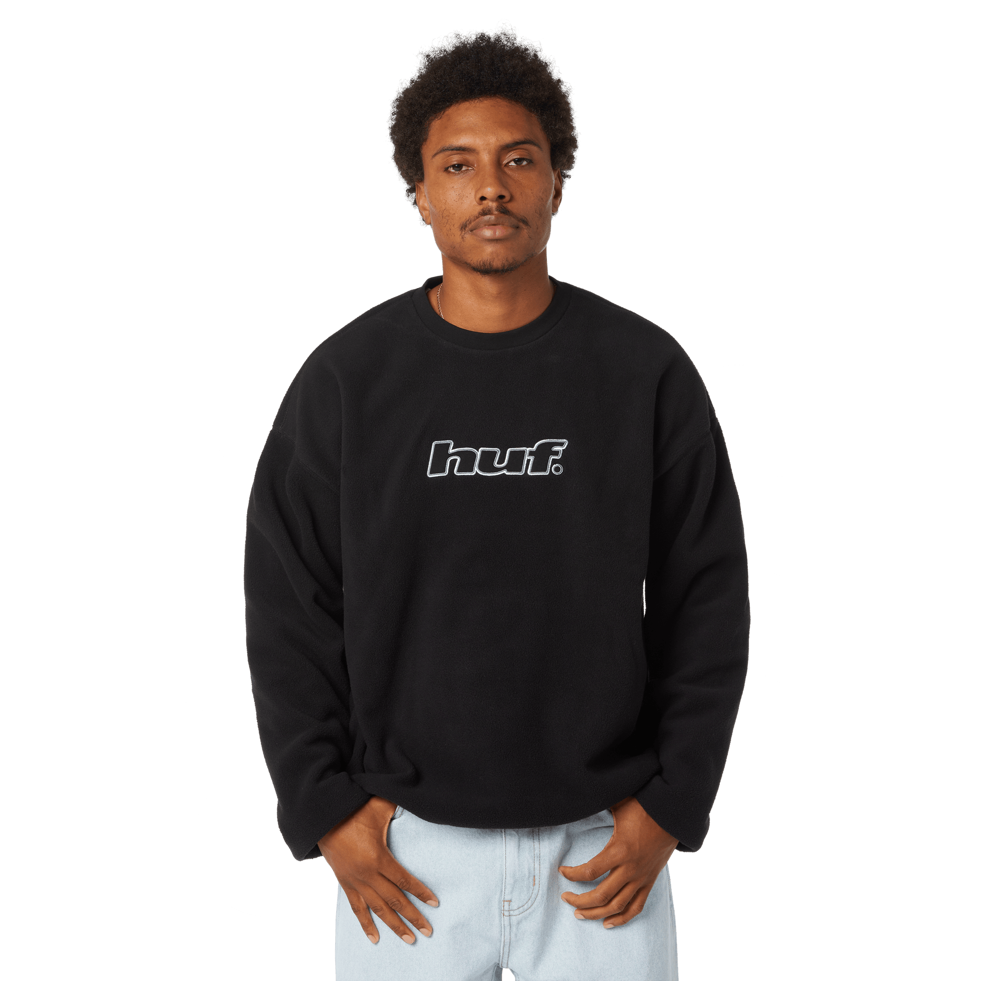 Huf H Dot Polar Fleece Crewneck Sweatshirt Black