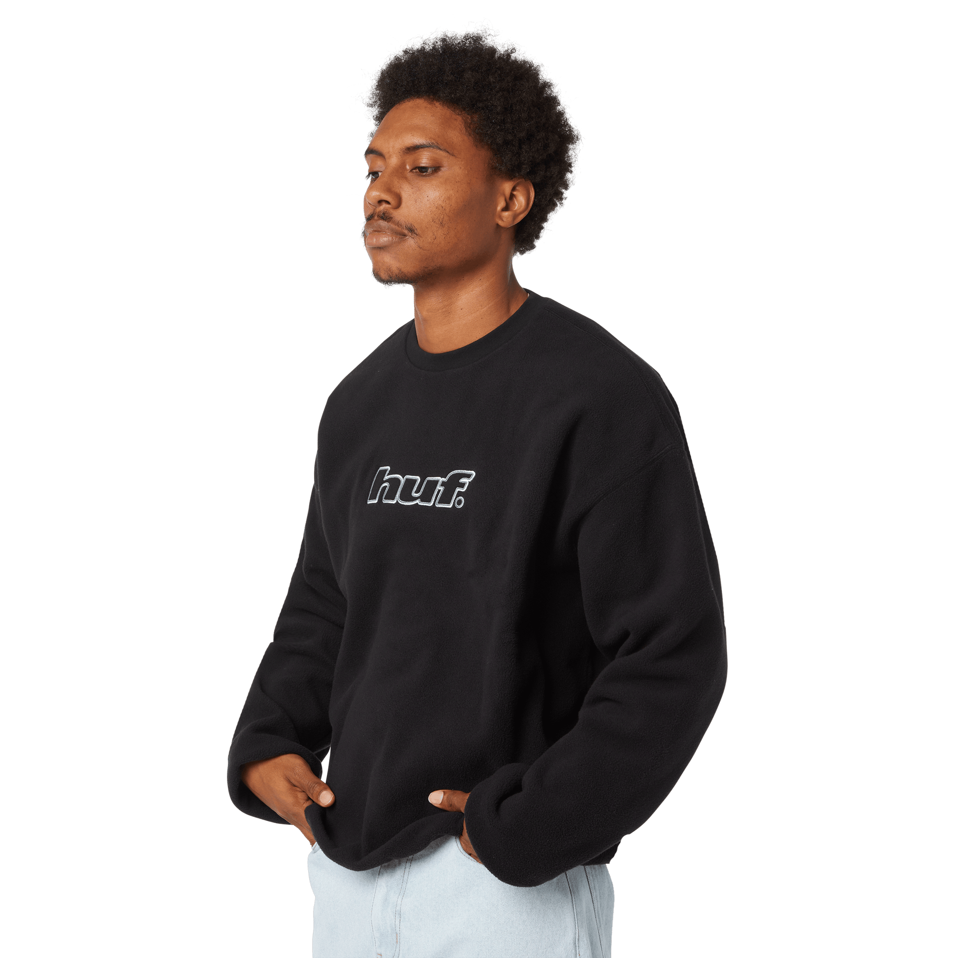 Huf H Dot Polar Fleece Crewneck Sweatshirt Black