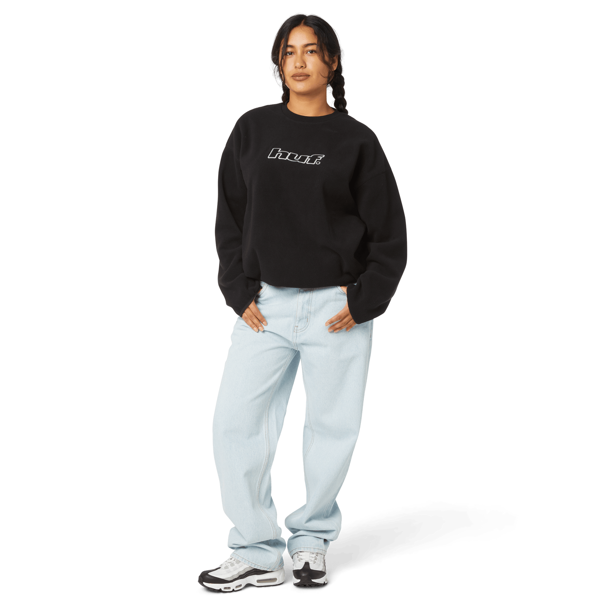 Huf H Dot Polar Fleece Crewneck Sweatshirt Black