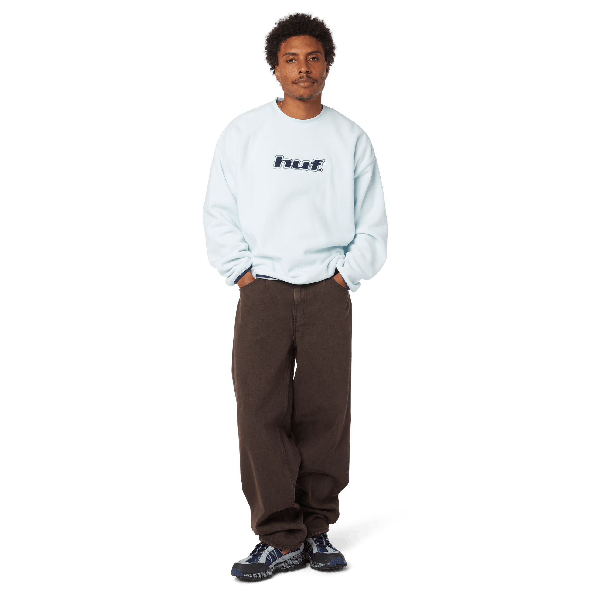 Huf H Dot Polar Fleece Crewneck Sweatshirt Sky
