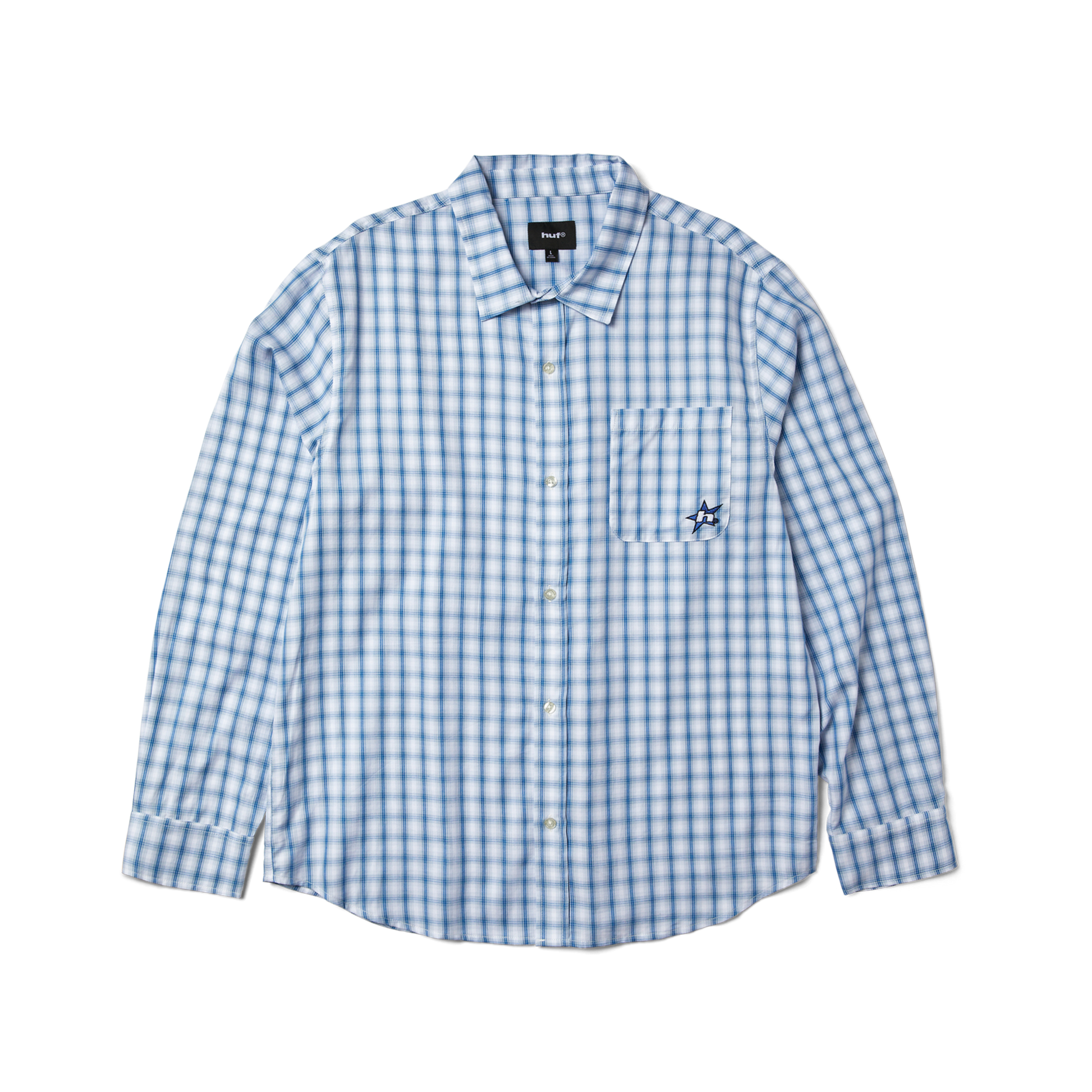Huf H Star Long Sleeve Plaid Shirt Light Blue