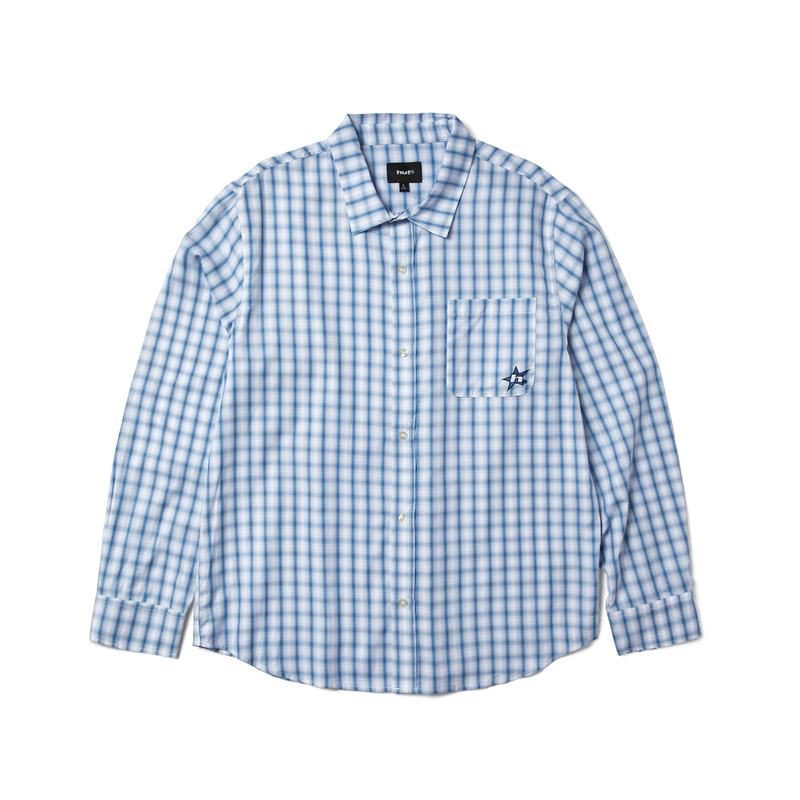 Huf H Star Long Sleeve Plaid Shirt Light Blue