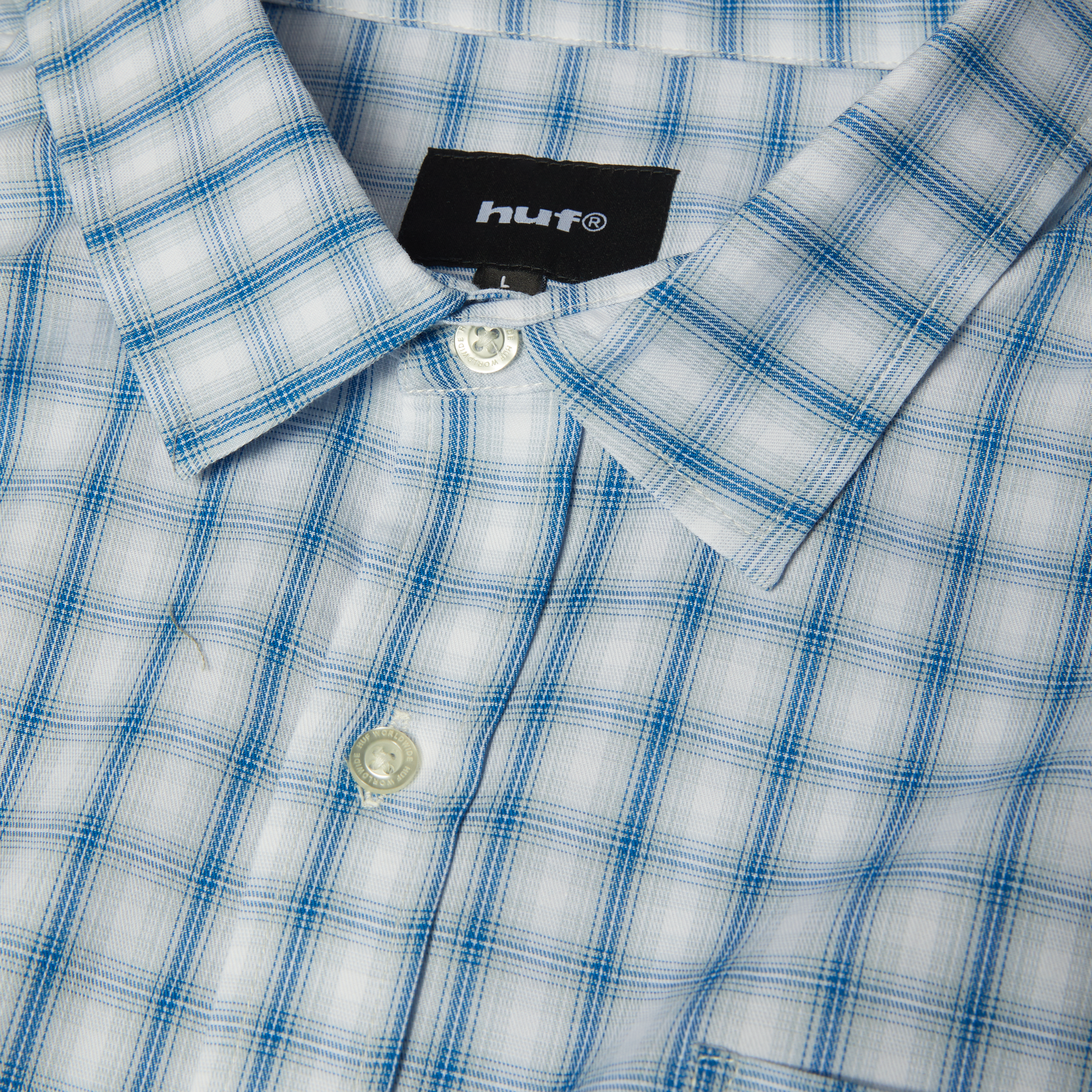 Huf H Star Long Sleeve Plaid Shirt Light Blue