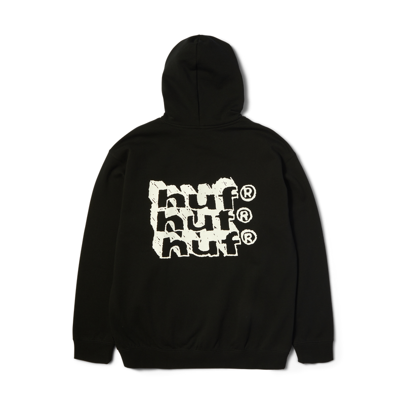 Huf Hand Stacked Pullover Hoodie Black