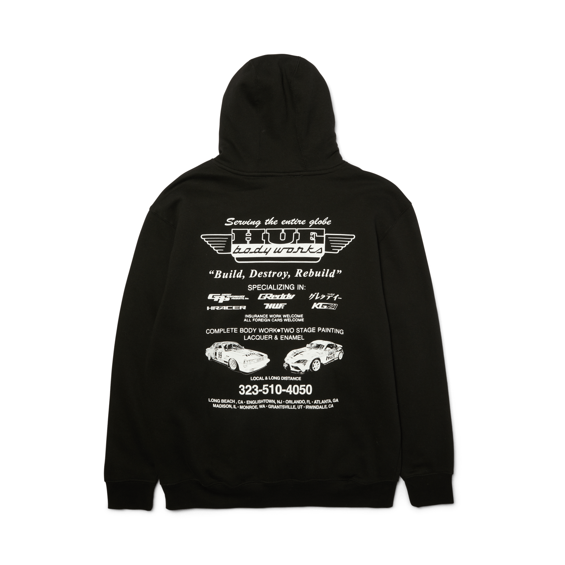 Huf x GReddy Body Works Pullover Hoodie Black