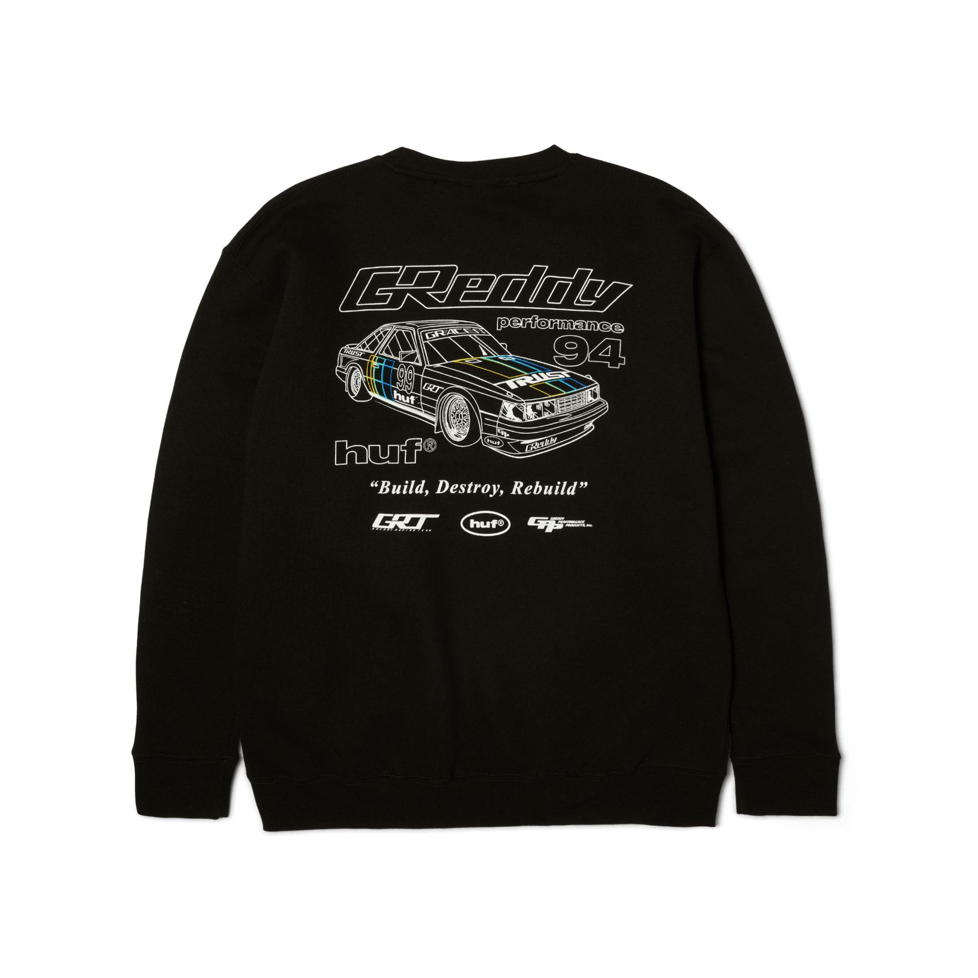 Huf x GReddy Retro Mod Crewneck Sweatshirt Black