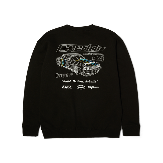 Huf x GReddy Retro Mod Crewneck Sweatshirt Black