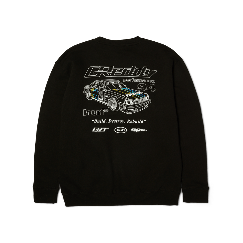 Huf x GReddy Retro Mod Crewneck Sweatshirt Black