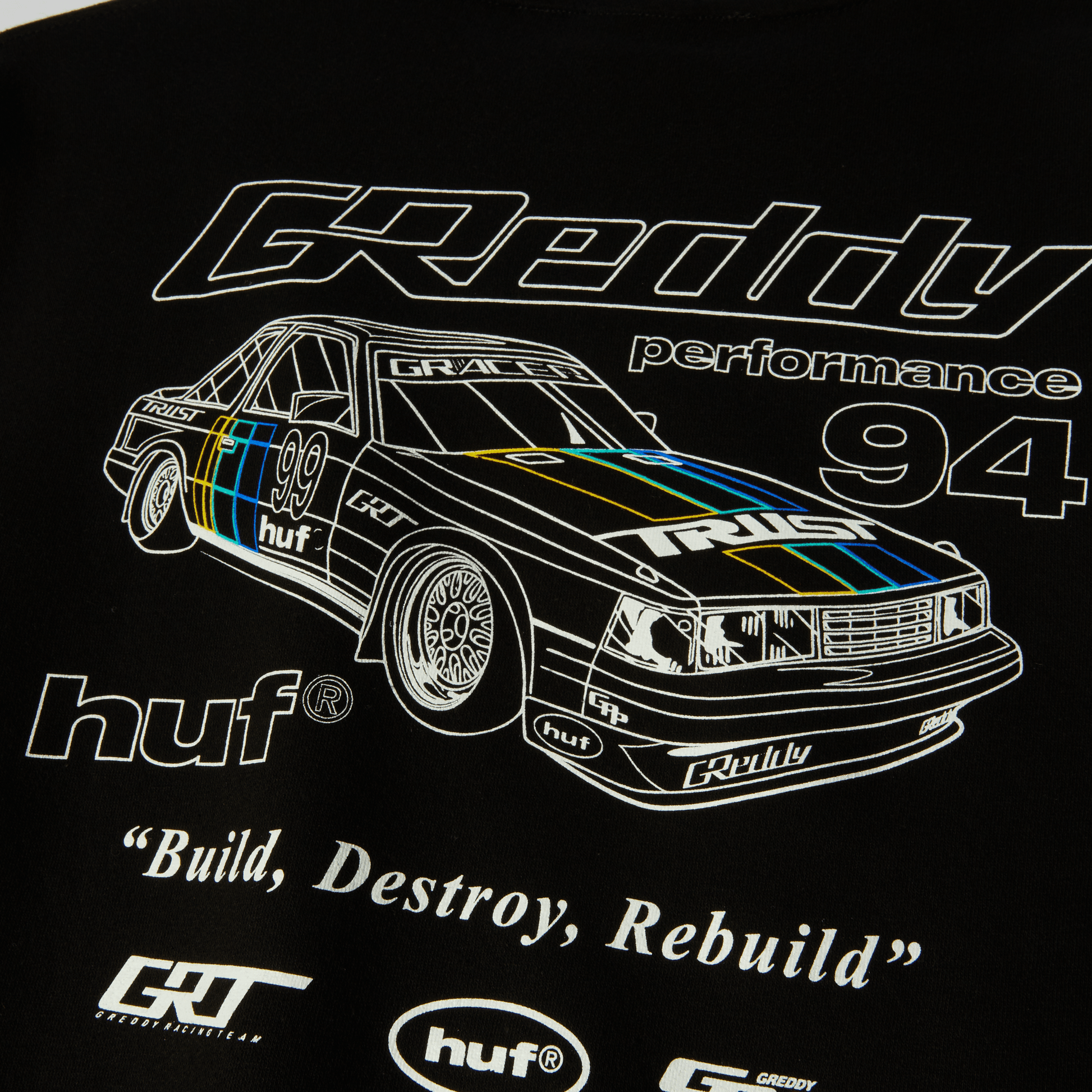 Huf x GReddy Retro Mod Crewneck Sweatshirt Black