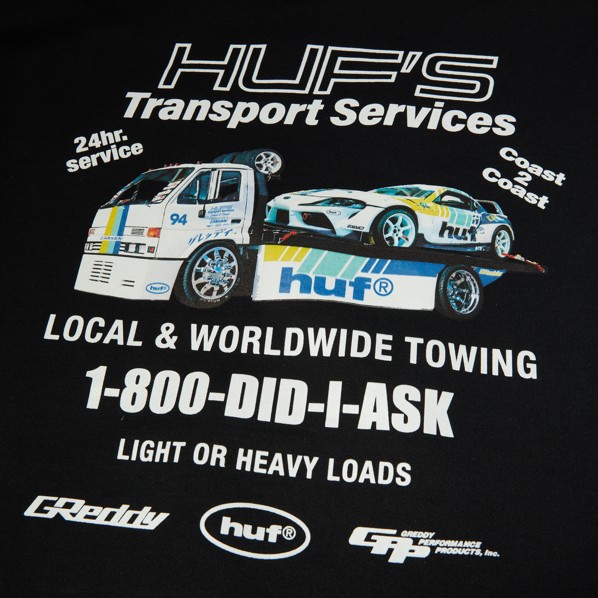 HUF x GReddy Tow Pullover Hoodie Black