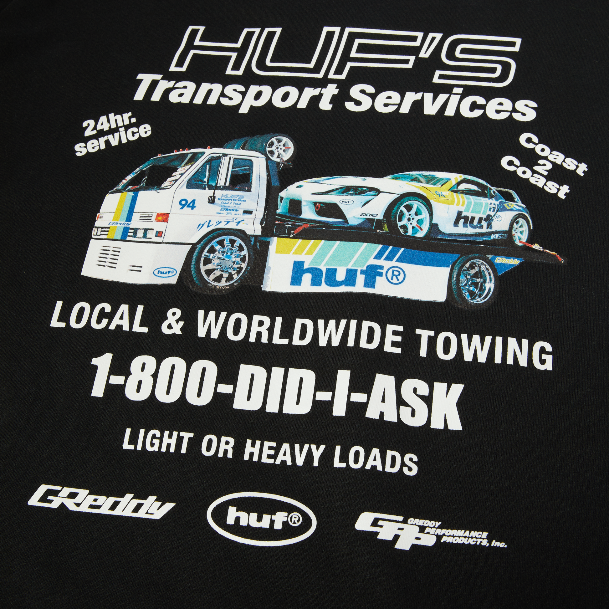HUF x GReddy Tow T-Shirt Black