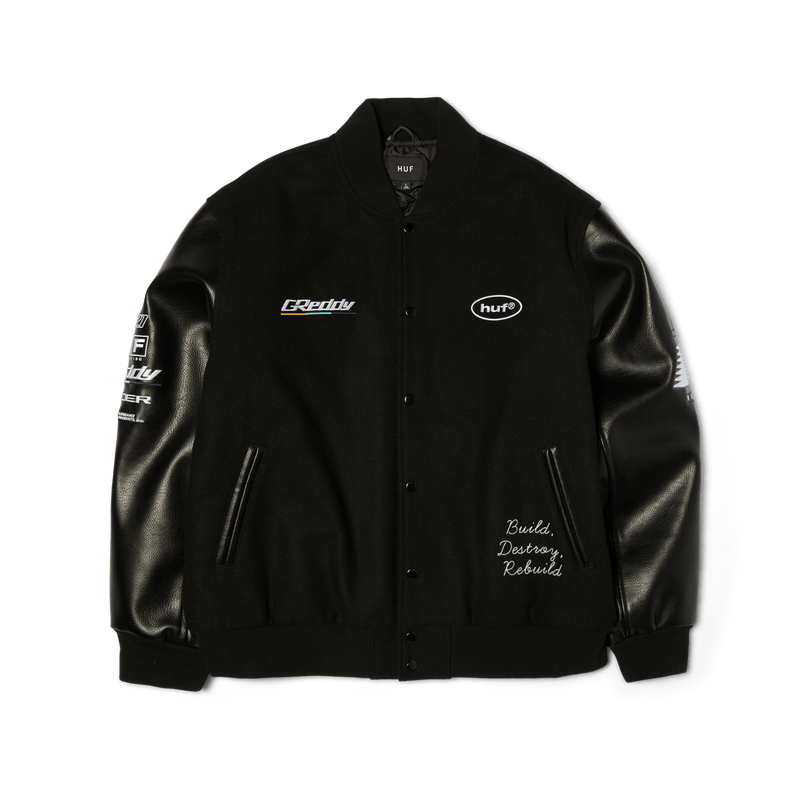 Huf x GReddy Varsity Jacket Black