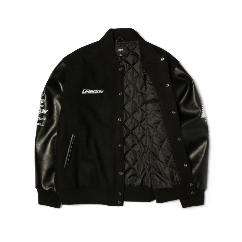 Huf x GReddy Varsity Jacket Black