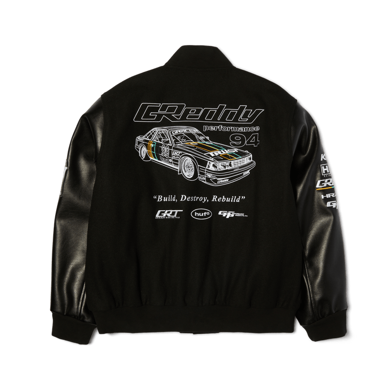 Huf x GReddy Varsity Jacket Black