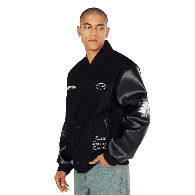 Huf x GReddy Varsity Jacket Black