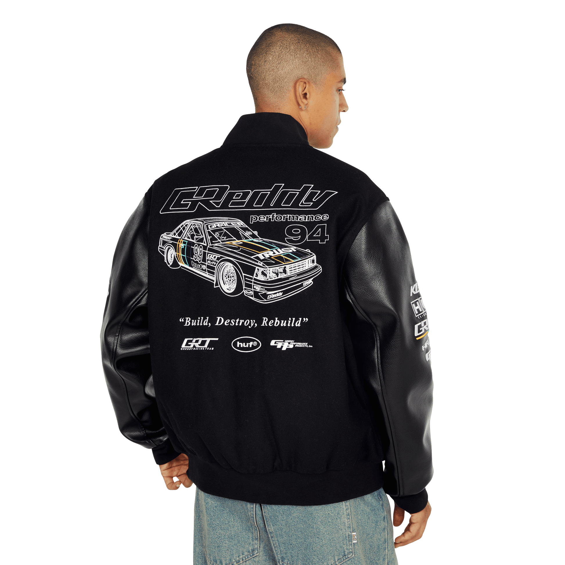 Huf x GReddy Varsity Jacket Black