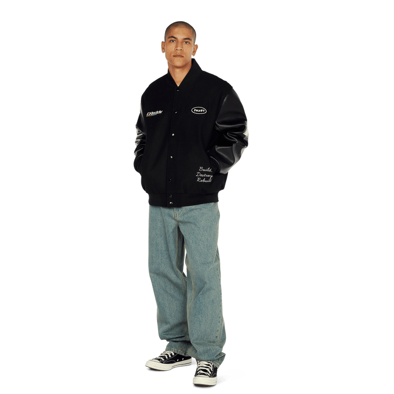 Huf x GReddy Varsity Jacket Black