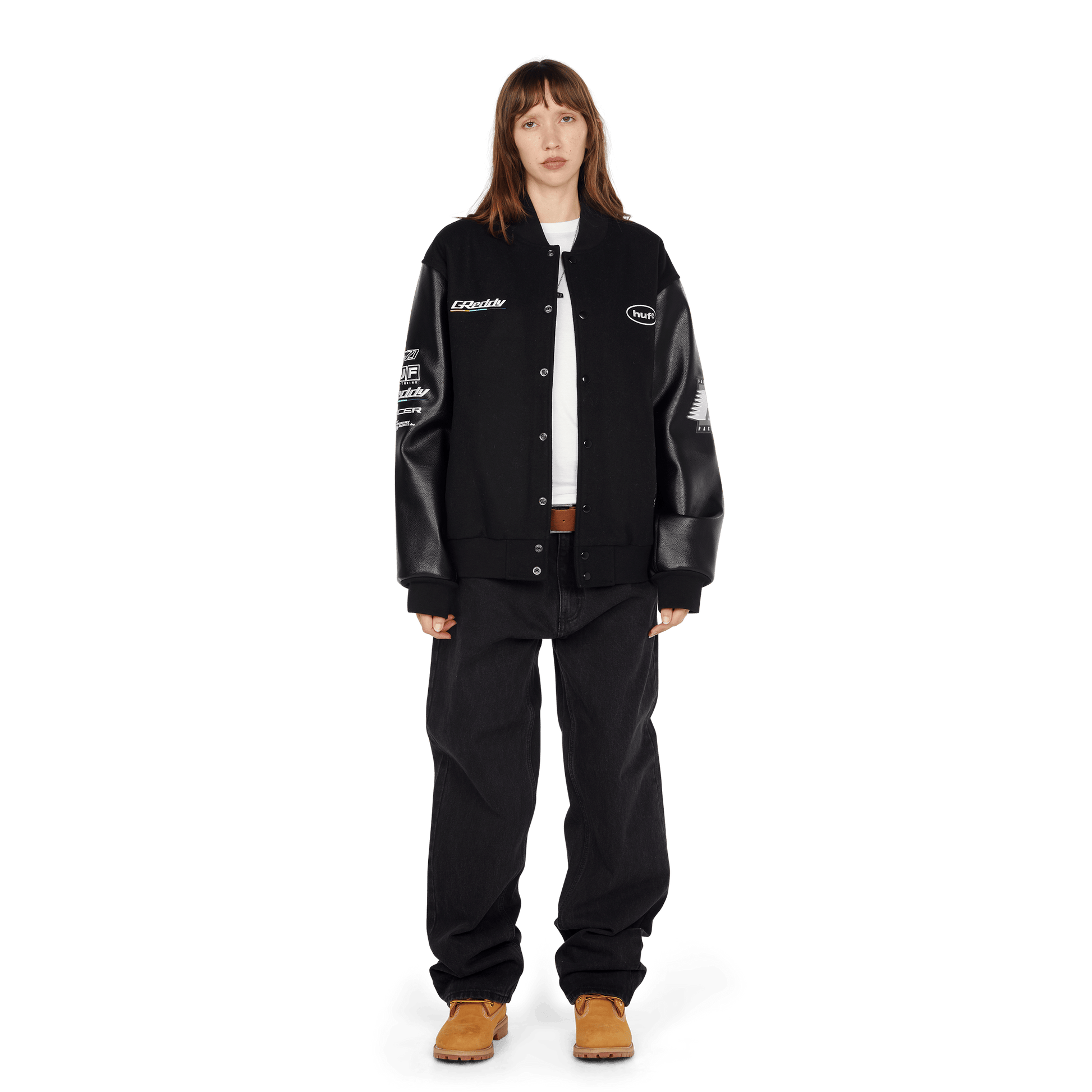 Huf x GReddy Varsity Jacket Black