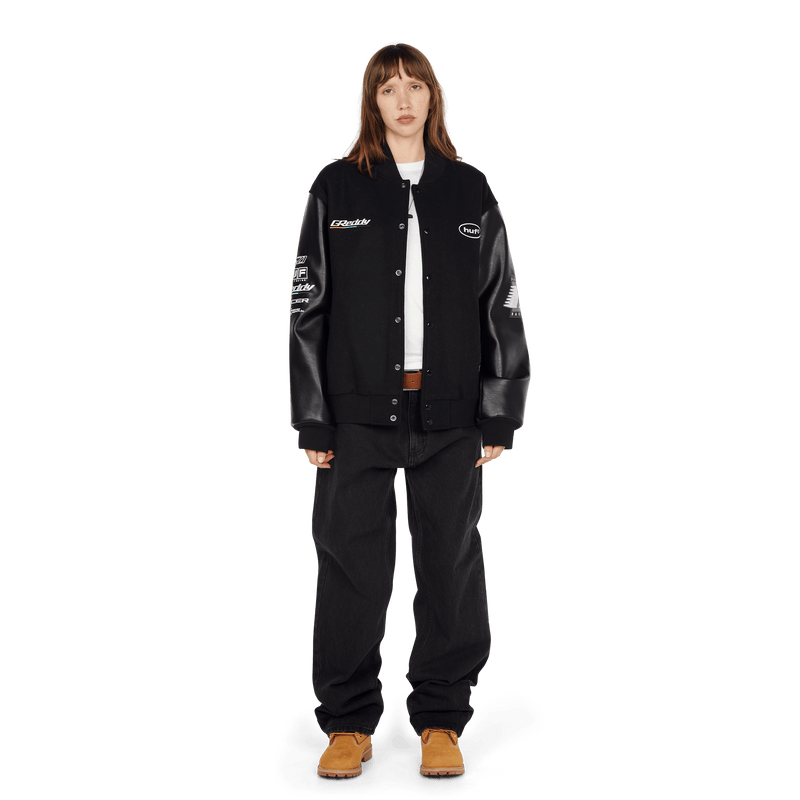 Huf x GReddy Varsity Jacket Black