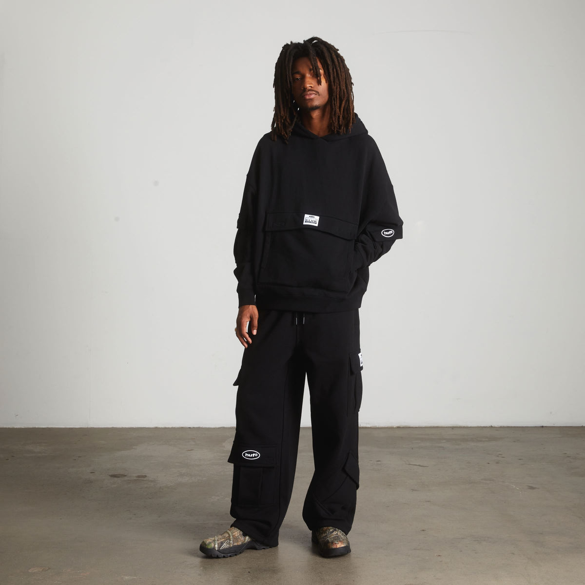 Huf x PROCLUB Multi Pocket Hoodie Black