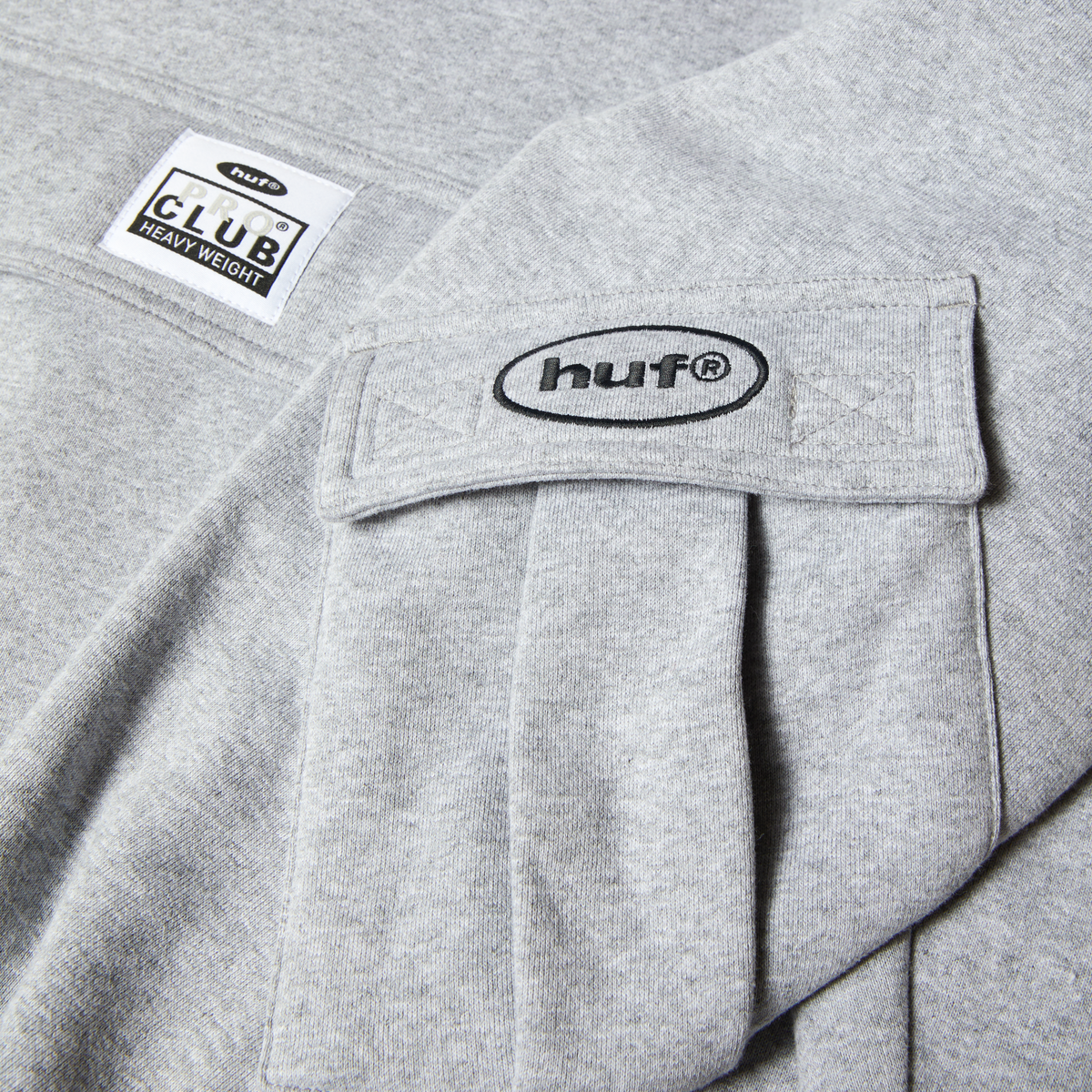 Huf x PROCLUB Multi Pocket Hoodie Heather Grey