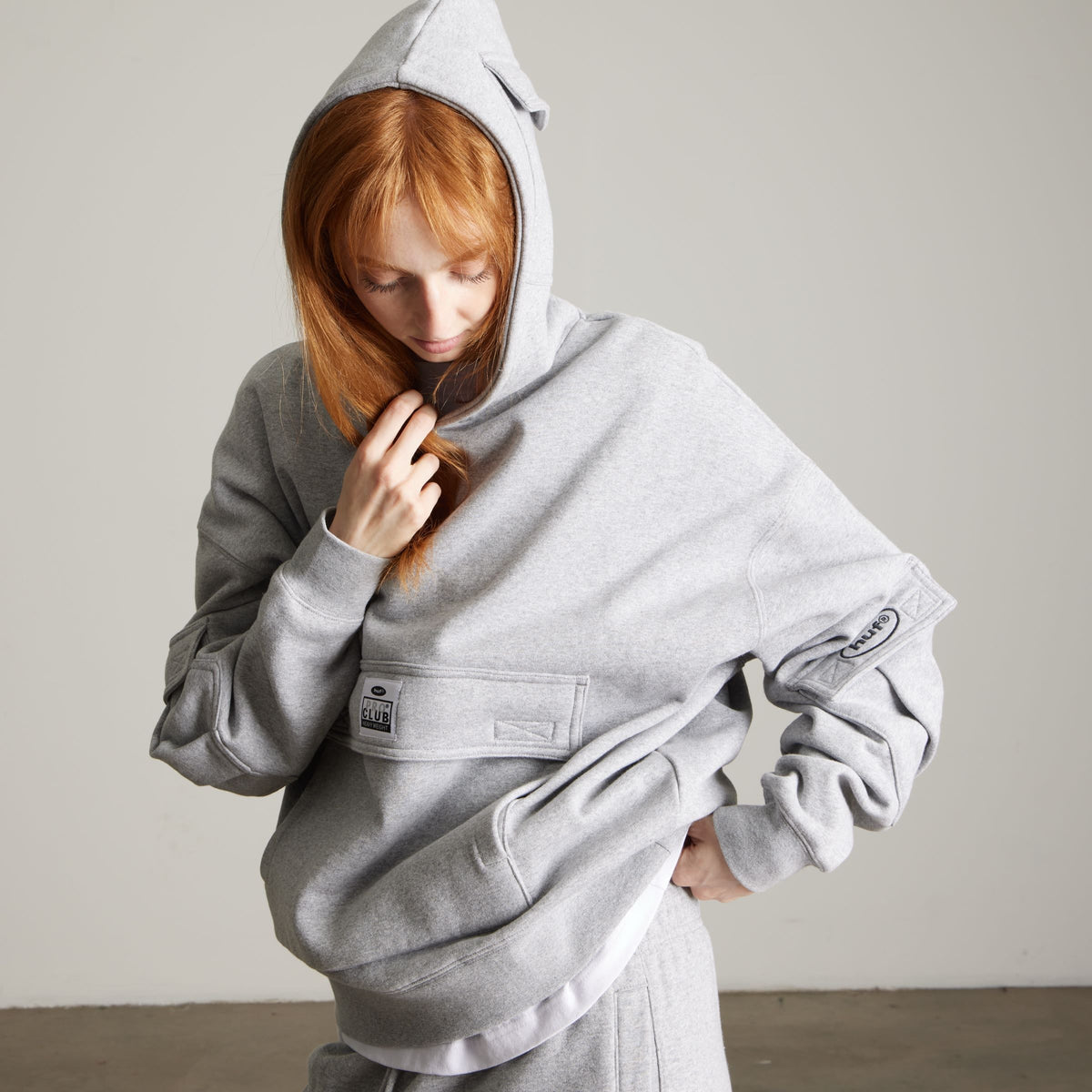 Huf x PROCLUB Multi Pocket Hoodie Heather Grey