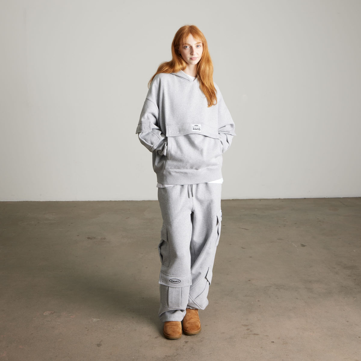 Huf x PROCLUB Multi Pocket Hoodie Heather Grey