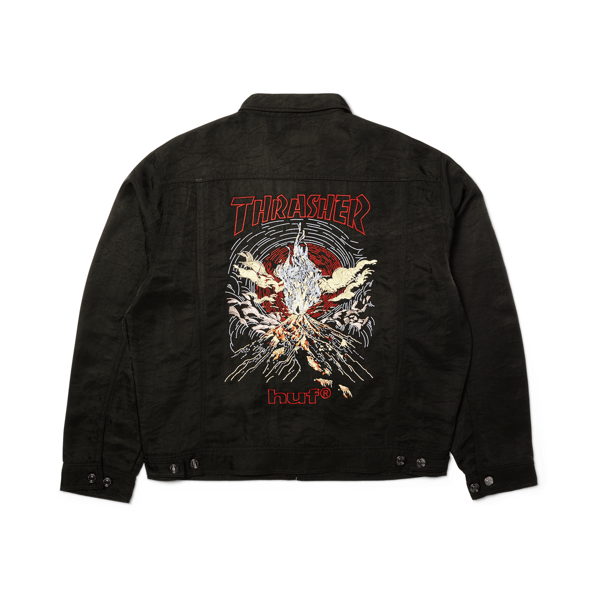 HUF x Thrasher Trucker Jacket - Black