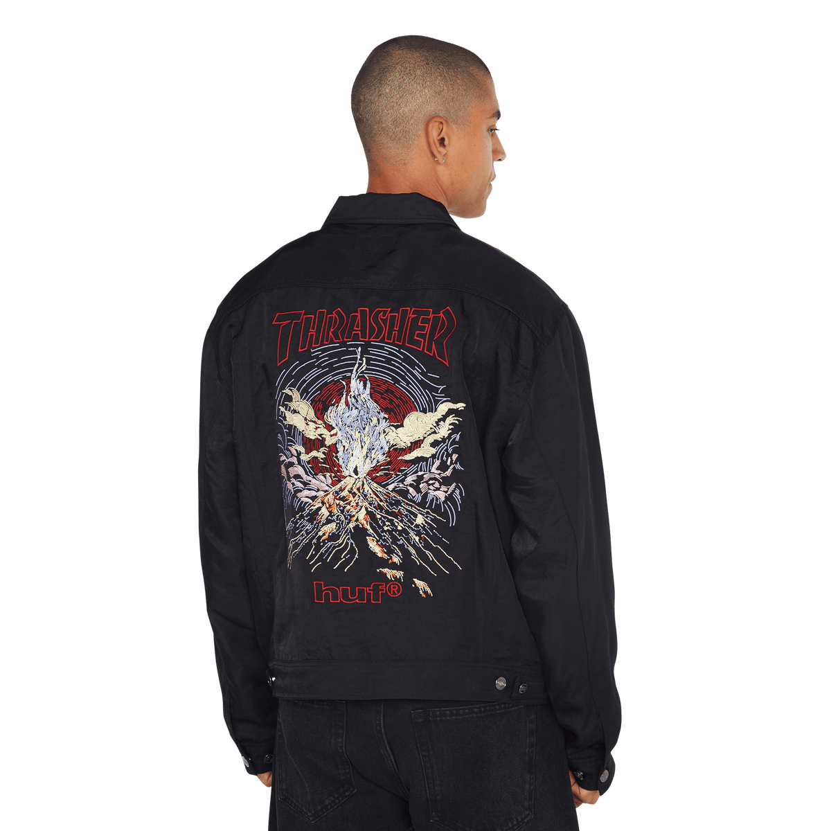 HUF x Thrasher Trucker Jacket - Black