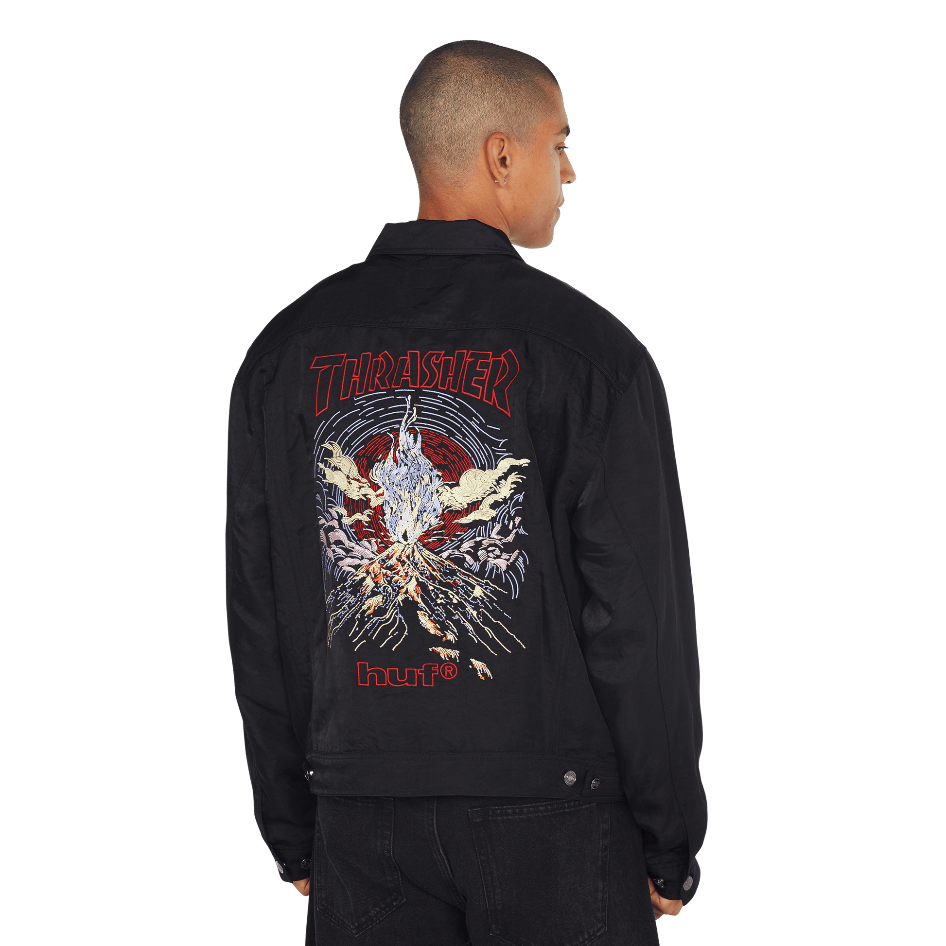 HUF x Thrasher Trucker Jacket - Black