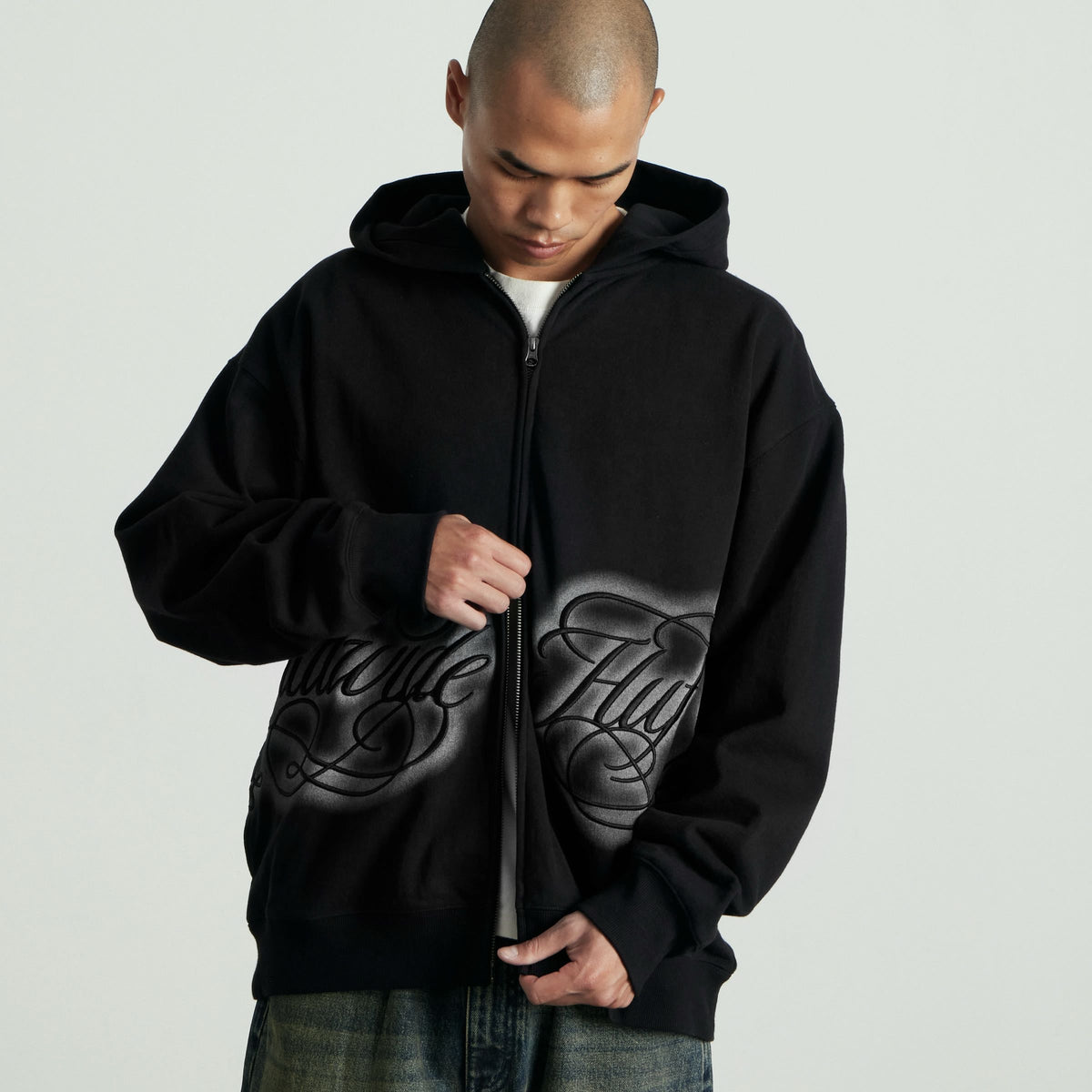 HUF International Luxury Full-Zip Hoodie Black