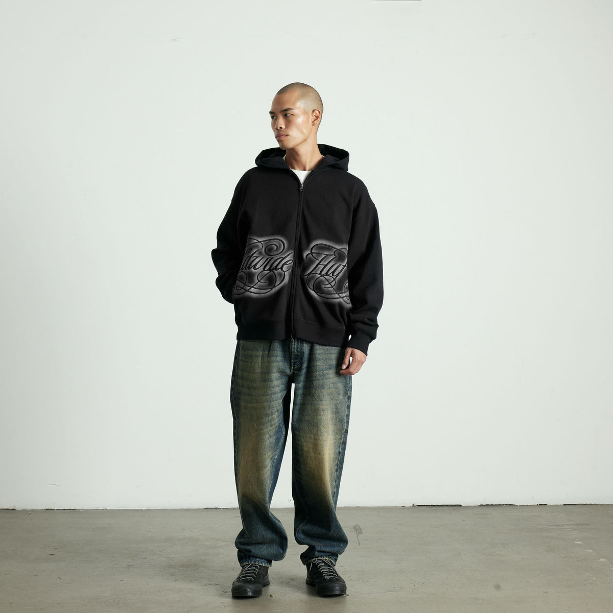 HUF International Luxury Full-Zip Hoodie Black