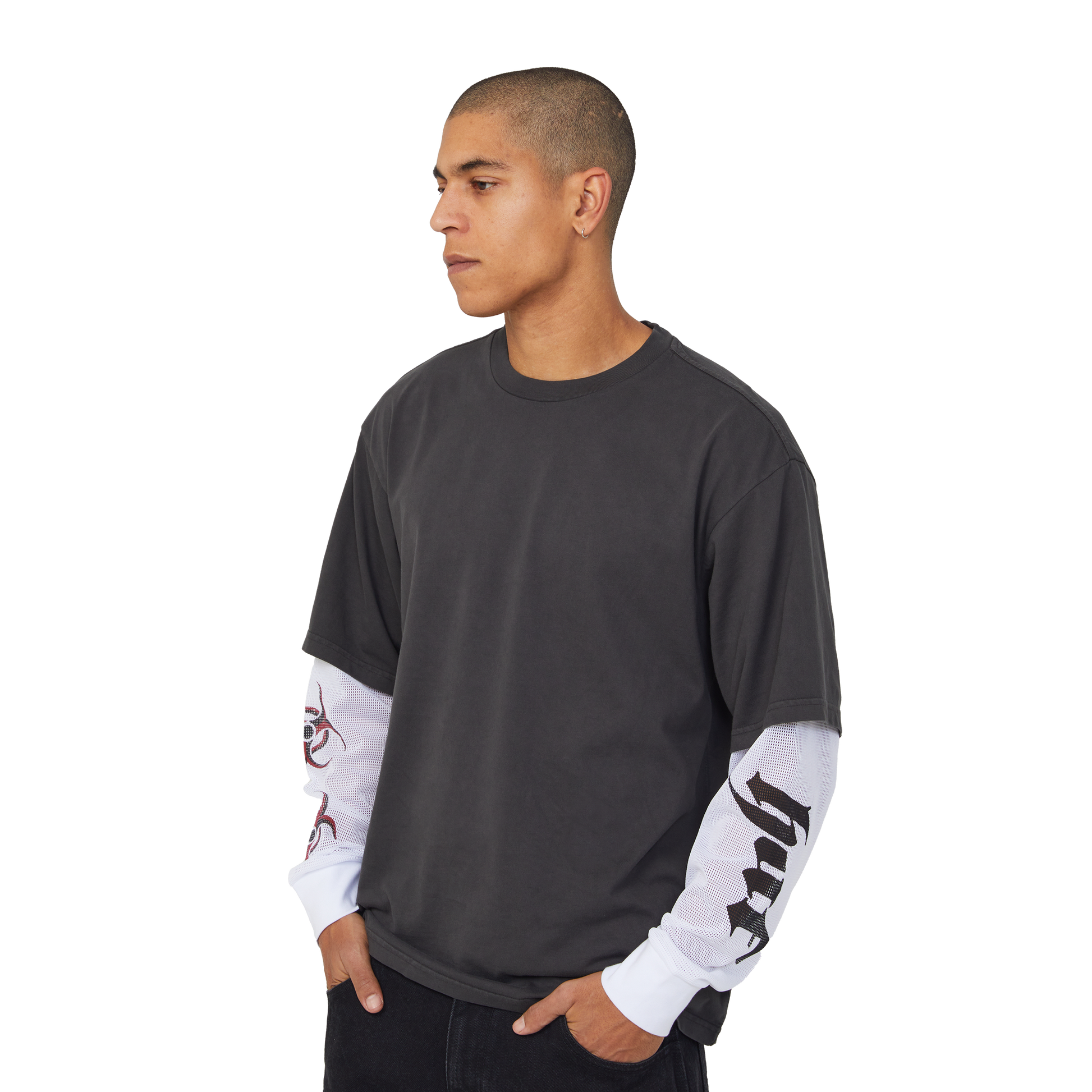 Huf Leon Long Sleeve Double Layer Top Vintage Black