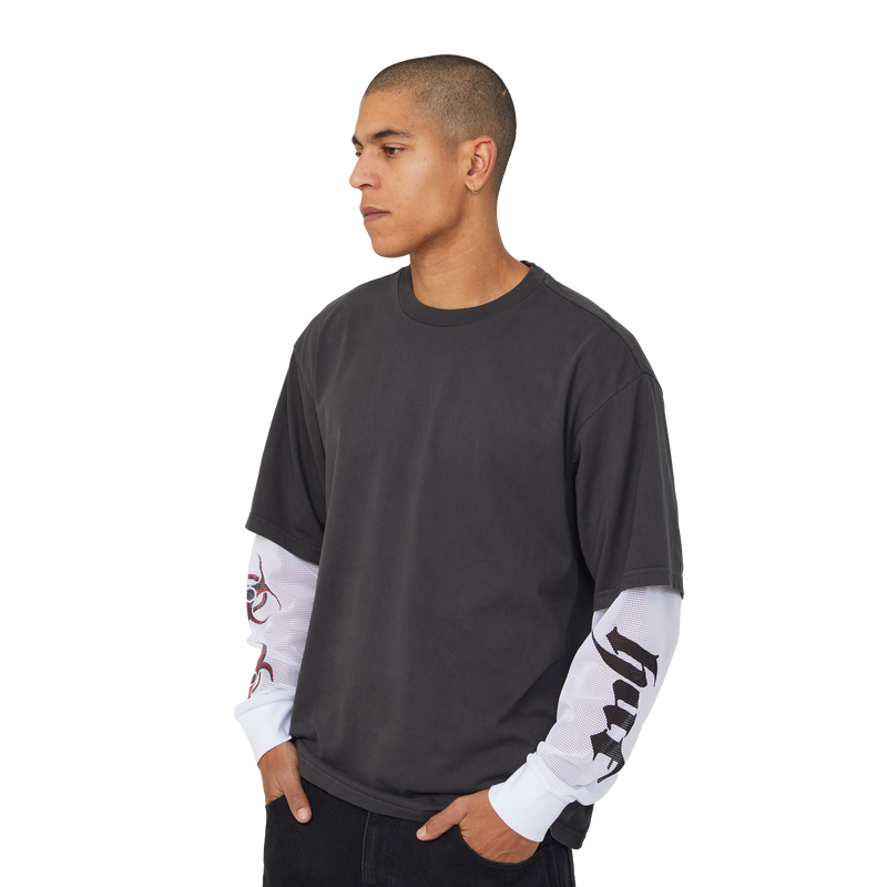 Huf Leon Long Sleeve Double Layer Top Vintage Black
