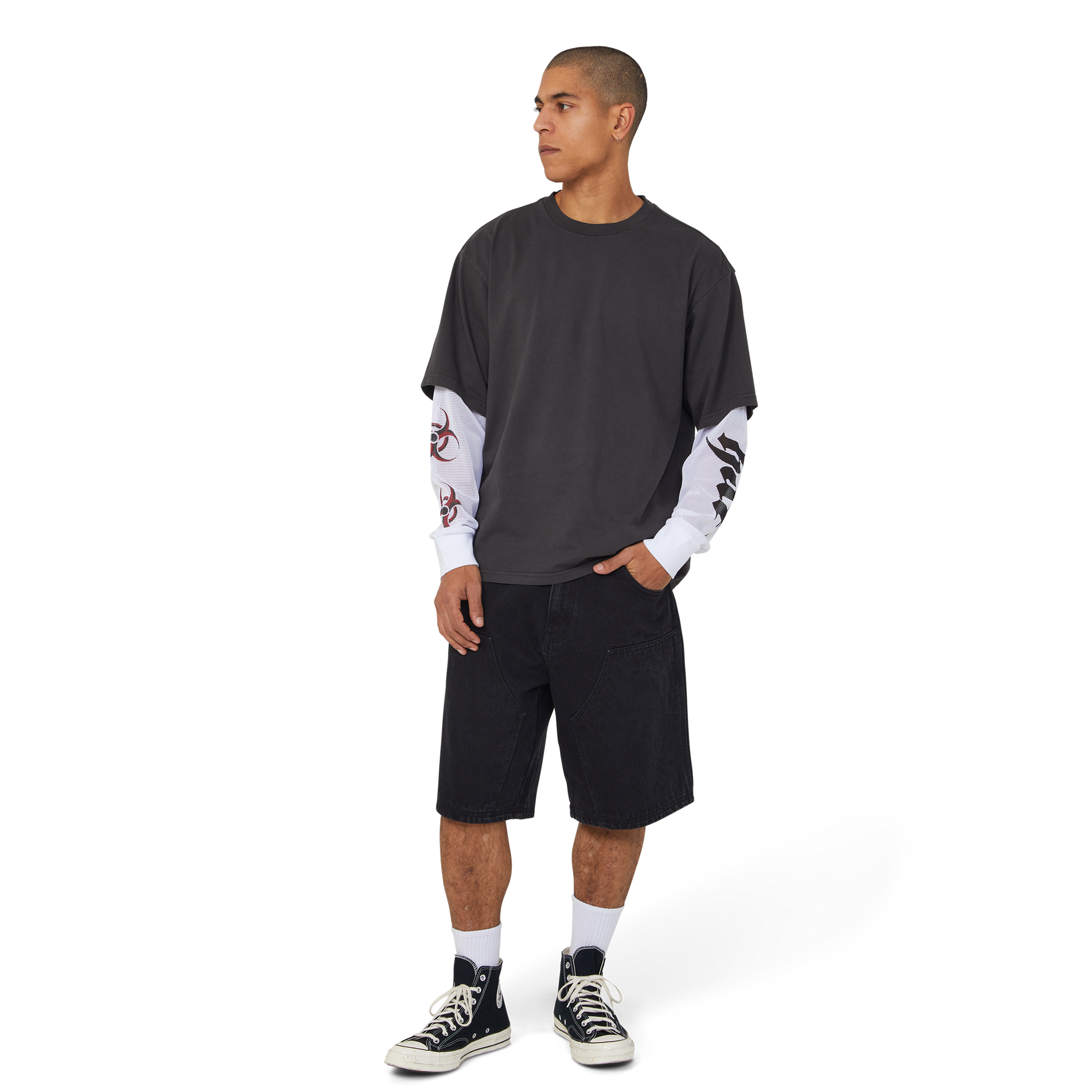 Huf Leon Long Sleeve Double Layer Top Vintage Black