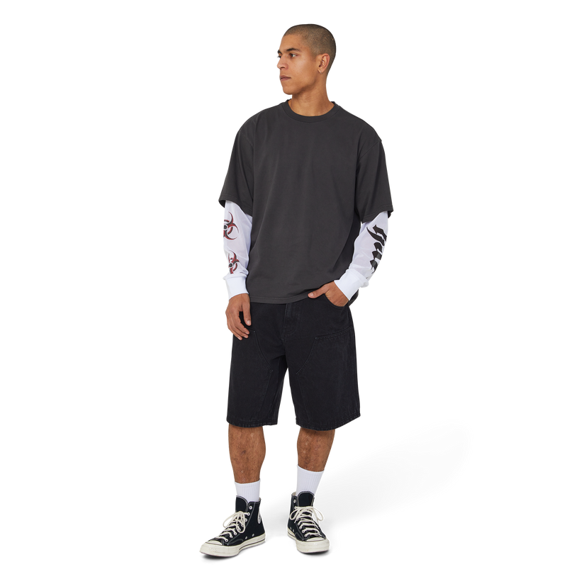 Huf Leon Long Sleeve Double Layer Top Vintage Black