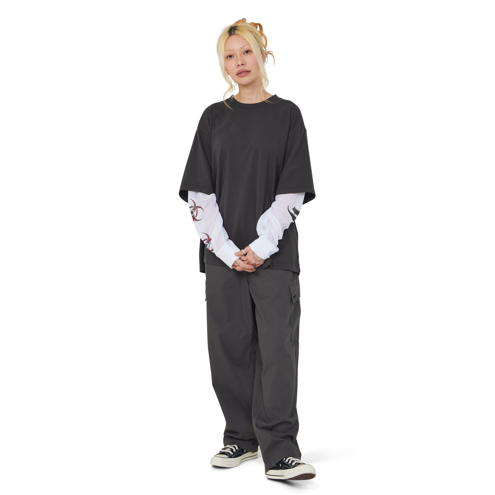 Huf Leon Long Sleeve Double Layer Top Vintage Black