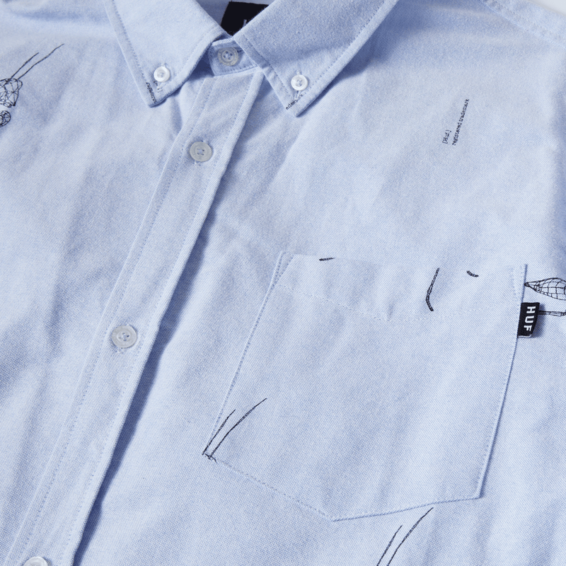 Huf Mantis Long Sleeve T-Shirt Oxford Shirt Blue