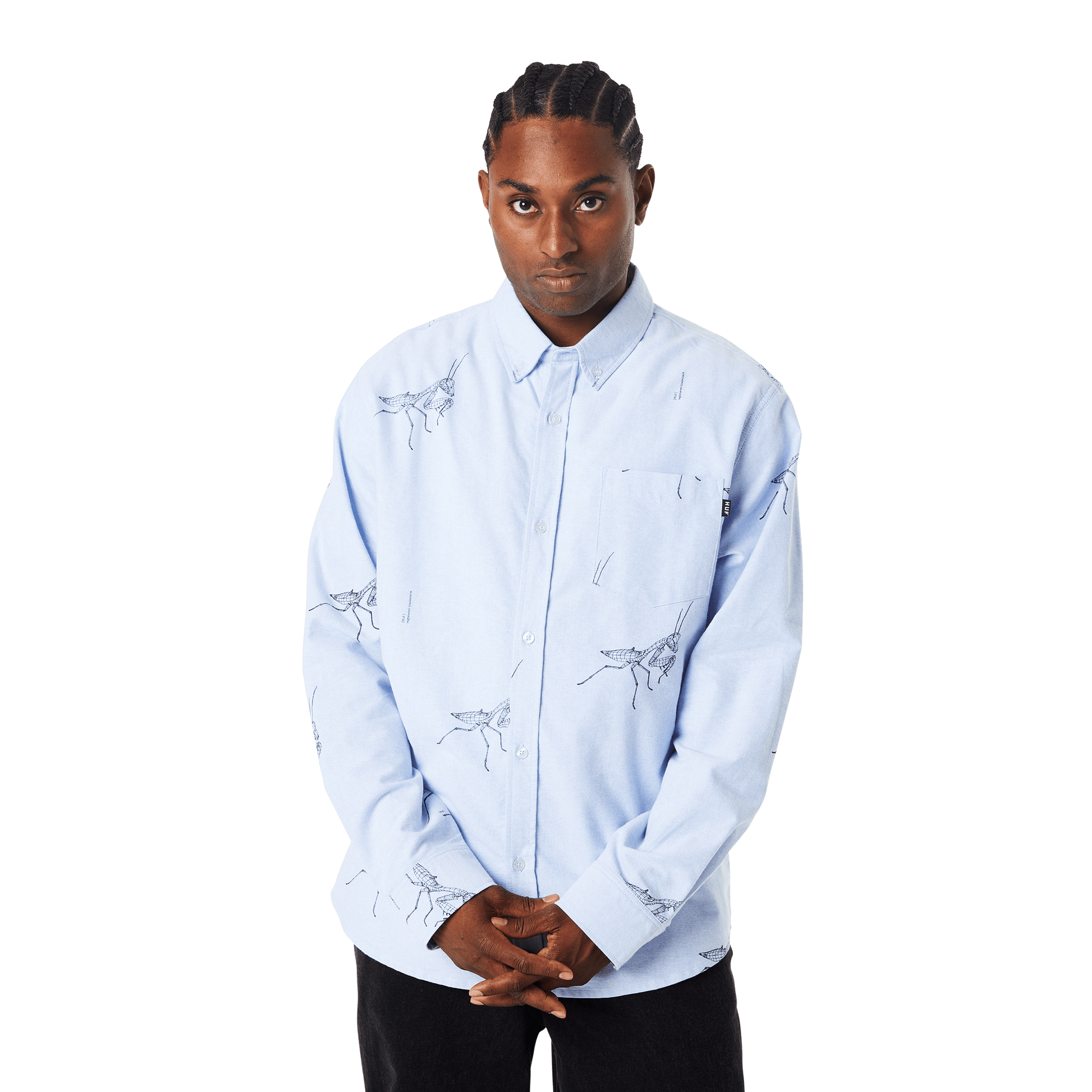 Huf Mantis Long Sleeve T-Shirt Oxford Shirt Blue