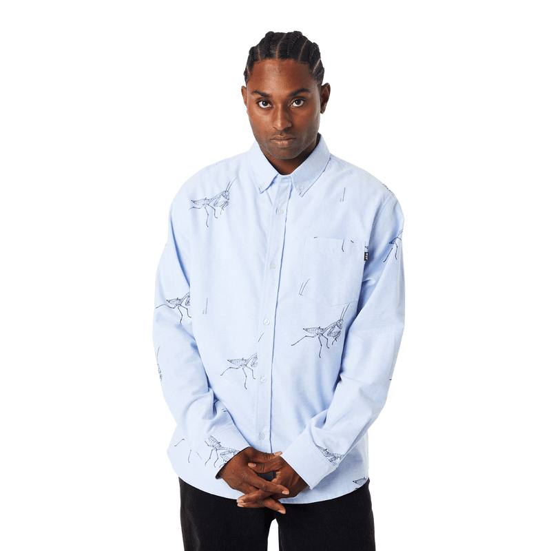 Huf Mantis Long Sleeve T-Shirt Oxford Shirt Blue