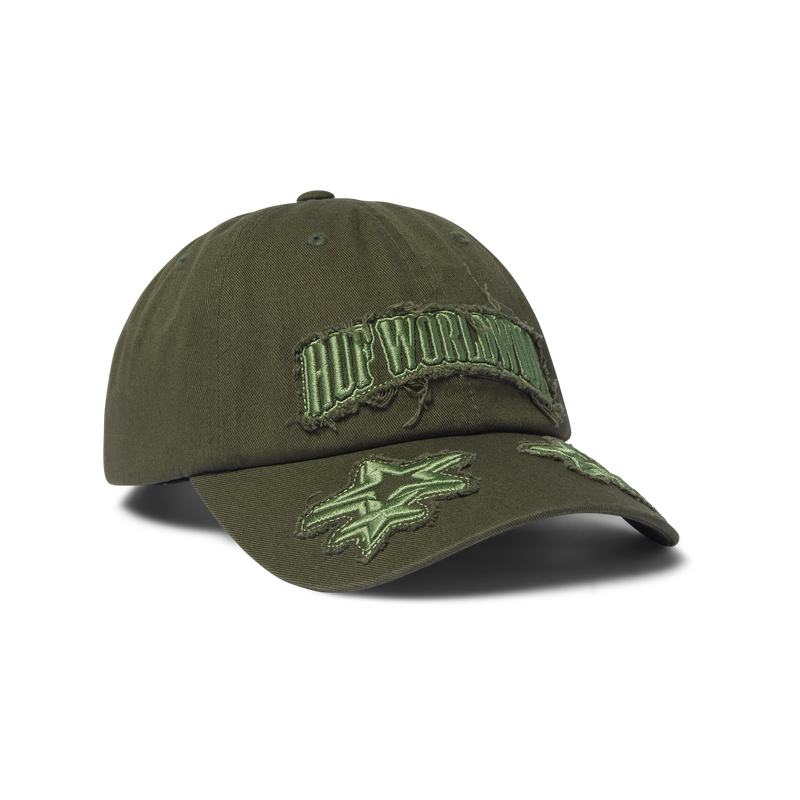 HUF Marquee Distress Snapback Hat Olive