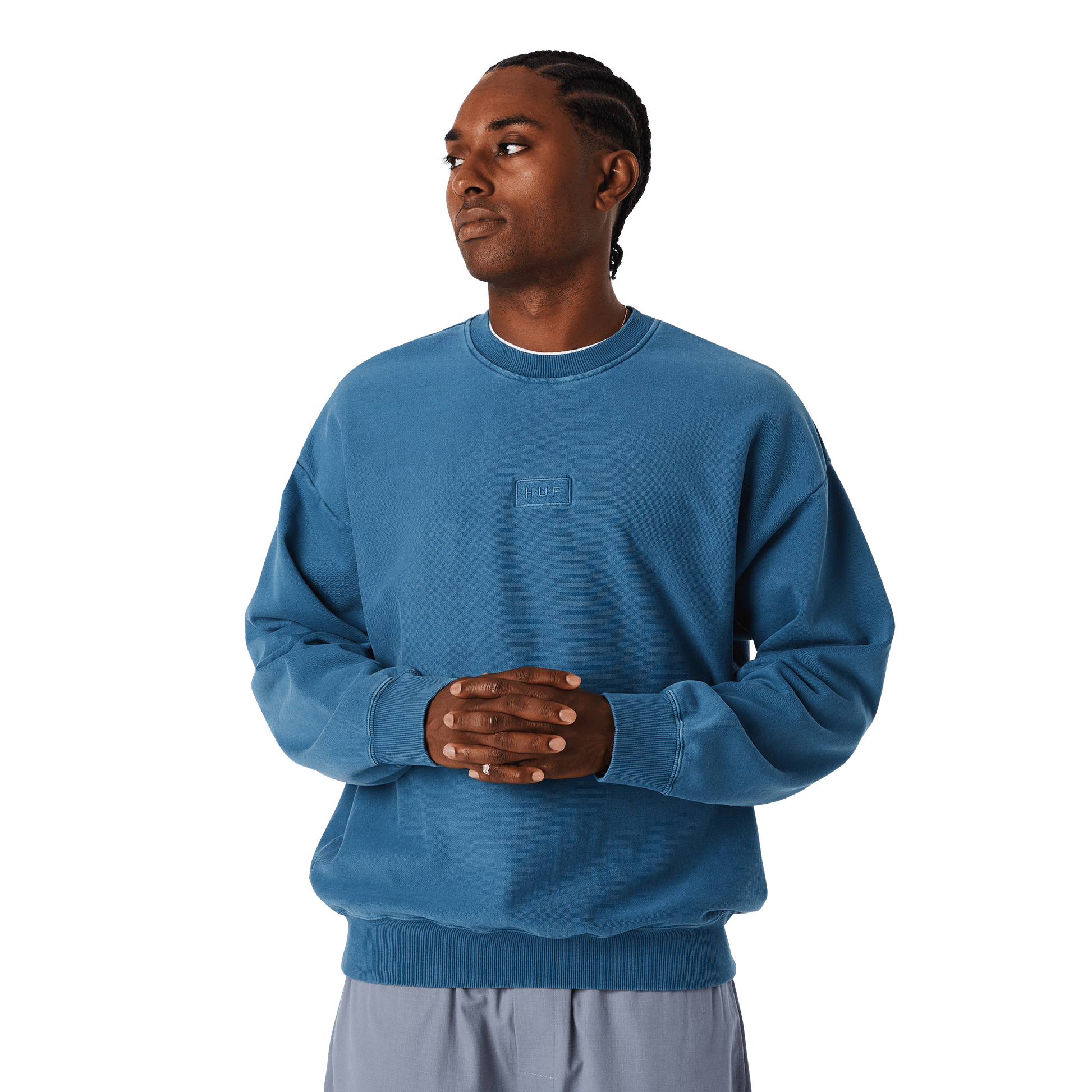 Huf Mason Crewneck Sweatshirt Oil Blue